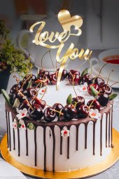Gold Love You Yazılı Ayna Pleksi Pasta Üstü & Doğum Günü Partisi & Pleksi Pasta Süsü - 1