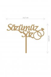 Gold Sözümüz Söz Yazılı Ayna Pleksi Pasta Üstü, Nişan Partisi, Söz Pasta Süsü, Pleksi Pasta Süsü - 2