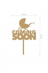 Gold Coming Soon Yazılı Ayna Pleksi Pasta Üstü & Doğum Günü Partisi & Pleksi Pasta Süsü - 2