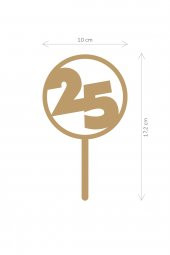 Gold 25 Yaş Yazılı Ayna Pleksi Pasta Üstü & Doğum Günü Partisi & Pleksi Pasta Süsü - 2