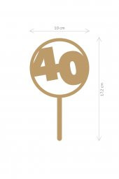 Gold 40 Yaş Yazılı Ayna Pleksi Pasta Üstü & Doğum Günü Partisi & Pleksi Pasta Süsü - 2