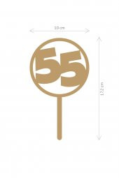 Gold 55 Yaş Yazılı Ayna Pleksi Pasta Üstü & Doğum Günü Partisi & Pleksi Pasta Süsü - 2