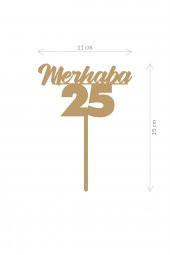 Gold Merhaba 25 Yaş Yazılı Ayna Pleksi Pasta Üstü & Doğum Günü Partisi & Pleksi Pasta Süsü - 2