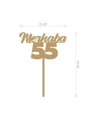 Gold Merhaba 55 Yaş Yazılı Ayna Pleksi Pasta Üstü & Doğum Günü Partisi & Pleksi Pasta Süsü - 2