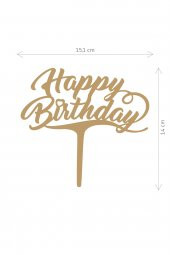 Gümüş Happy Birthday Yazılı Ayna Pleksi Pasta Üstü & Doğum Günü Partisi & Pleksi Pasta Süsü - 2