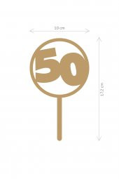 Gümüş 50 Yaş Yazılı Ayna Pleksi Pasta Üstü & Doğum Günü Partisi & Pleksi Pasta Süsü - 2