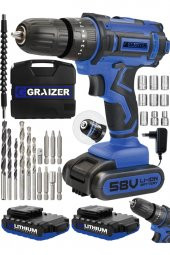 Graizer Alman Technology Grx-58 V 5 Ah Darbeli Çift Akülü Vidalama Metal Şanzuman Şarjlı Matkap - 1