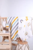 Babyhola 2'li 80x80cm 85X90cm Müslin Örtü Seti Çizgi Desenli Kutulu Organik Hediyelik Emzirme Alt Açma Yenidoğan İkili Puset Örtüsü - 1