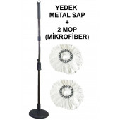 Vipix Tüm Temizlik Seti Kovalarına Uyumlu Metal Yedek Sap 2 Mop  (Parex,Vileda vb. Kovalara Uyumlu) - 1