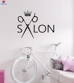 Dekorasyon Duvar Sticker Saç Güzellik Salonu Saç Kesimi Makas Taç Çıkartmalar - 1