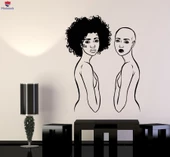 Dekorasyon Duvar Sticker Çift Kız Kadın Güzellik Kuaför Sanat Dekor Çıkartmalar - 1