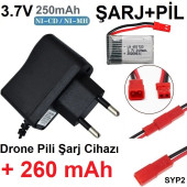 Drone Pili Şarj Cihazı + 260 Mah Pil Syp2 Ph Mx2.0 Fiş Güç Adaptörü 3.7v 250mah - 1