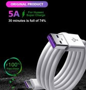 Orjinal Huawei Mate XS 2 Type C 5A 1M MOR Hızlı Şarj ve Data Kablosu thumbnail 1