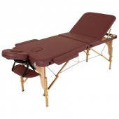 Masaj Yatağı Ahşap Masaj Sedyesi 3 Parçalı Bordo Renk thumbnail 1