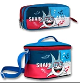 Ümit Çanta Erkek Çocuk Yalıtımlı Beslenme Çantası ve Kalemlik Seti - Mavi Lacivert Köpekbalığı - 1