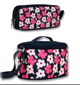 Ümit Çanta Kız Çocuk Yalıtımlı Beslenme Çantası ve Kalemlik Seti - Siyah Kırmızı Papatya - 1