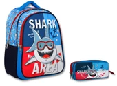 Cennec Lacivert Mavi Köpekbalığı İlkokul Sırt Çantası ve Kalemlik Seti - Erkek Çocuk thumbnail 1