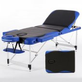 Masaj Yatağı Metal Masaj Sedyesi 3 Parçalı Mavi-Siyah Renk - 1