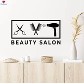 Dekorasyon Duvar Sticker Güzellik Salonu Logosu Saç Modeli Saç Kurutma Makinesi Makas Tarak Çıkartmalar - 1