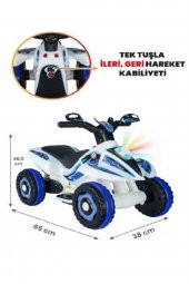 Uj Toys  Akülü Atv 6 V Safari Beyaz Polis - 2