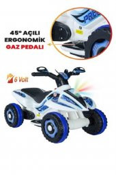 Uj Toys  Akülü Atv 6 V Safari Beyaz Polis - 3