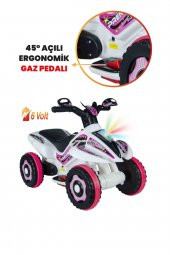 Uj Toys  Akülü Atv 6v Safari Beyaz Prenses - 2