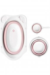 Katlanır Bebek Yıkama Banyo Seti 4 Parça / Pembe - 3