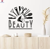 Dekorasyon Duvar Sticker Güzellik Salonu Saç Araçları Saç Modeli Moda Çıkartmaları - 1