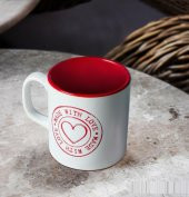 Keramika Silindir Platin Kupa Sevgililer Günü Mat Beyaz - 1