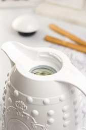 1 LT Isı Yalıtımlı Çay Ve Soğuk Su Termosu Beyaz (12 Saat Sıcak Tutar& İçi Camdır) - 3