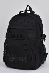 Elatae Unisex Çok Gözlü Günlük Seyahat Okul Sırt Çantası Siyah 51535 thumbnail 4