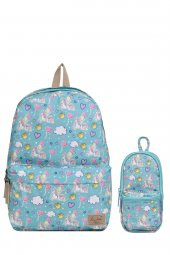 Elatae Kız Çocuk 2li Okul Seti İlkokul Çantası ve Kalemlik Unicorn Desenli 1467 thumbnail 1