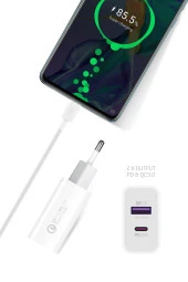 POWERWAY HW25 PD 25W+USB QC 3.0 ÇİFT GİRİŞLİ HIZLI ŞARJ BAŞLIĞI(ORJİNAL 3 AMPER GARANTİLİ) - 3