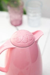 1 LT Isı Yalıtımlı Çay Ve Soğuk Su Termosu Soft Pembe (12 Saat Sıcak Tutar& İçi Camdır) - 4