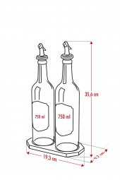 Bambu Standlı 2'li 750 ml Zeytinyağı & Sıvı yağ Şişesi & Yağlık Sirkelik Seti (Damlatmaz) - 8
