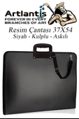 Siyah Resim Çantası Fermuarlı Kulplu 37x54 cm 1 Adet Teknik Resim Dosya Çantası 35x50 cm Askılı Proje Çantası Okul Sınıf - 1