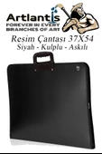 Siyah Resim Çantası Fermuarlı Kulplu 37x54 cm 1 Adet Teknik Resim Dosya Çantası 35x50 cm Askılı Proje Çantası Okul Sınıf - 2
