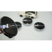 Hyundai N Line Logo Gümüş Siyah Jant Göbeği Kapak Seti 60mm - 1