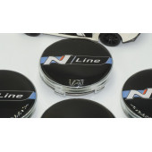 Hyundai N Line Logo Gümüş Siyah Jant Göbeği Kapak Seti 60mm - 3