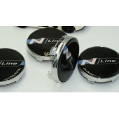 Hyundai N Line Logo Gümüş Siyah Jant Göbeği Kapak Seti 60mm - 4