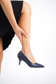 Lacivert Kısa Topuklu Stiletto Ayakkabı - Candy thumbnail 3