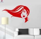 Dekorasyon Duvar Sticker Güzellik Salonu Logosu Saç Moda Kadın Saç Modeli Çıkartmalar Benzersiz Hediyelik - 1