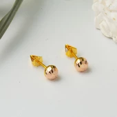 5 mm. Vidalı 14 Ayar Altın Top Küpe - 3