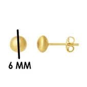 Parıltı Kumlu 14 Ayar Yassı Top Altın Küpe 6 mm. - 6