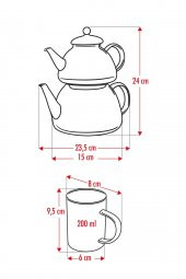 Cam Çaydanlık Ve Cam Kupa Seti Cam Bardak Çay Kahve Takımı (9 parça) - 11
