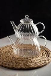 Ginata Isaya Dayanıklı Borosilikat Cam Çaydanlık 750 / 1300 ML thumbnail 5