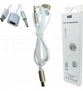 TYPE-C 2in1 Şarj Ve Aux kablosu Kın KY-174 - 3