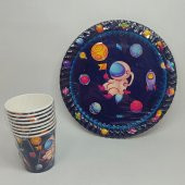 Uzay Temalı Karton Tabak Bardak Seti - 8 Kişilik - 1