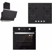 Silverline Ankastre Set Siyah 3240 Classy Davlumbaz + CS5427B01 Ocak + BO650401 Fırın thumbnail 1