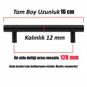 Mobilya Dolap Kapak Çekmece Kulpu Mat Siyah Metal 128 mm thumbnail 5